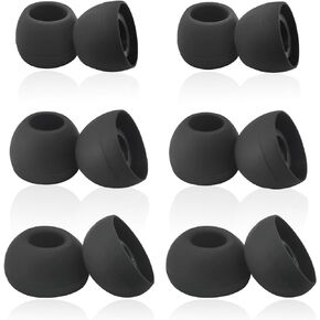 Silicone Earbuds Tips Replacement for True Wireless Earbuds Universal Ear Tips Fit 4.5mm-6mm Nozzle 6 Pairs LMS Black