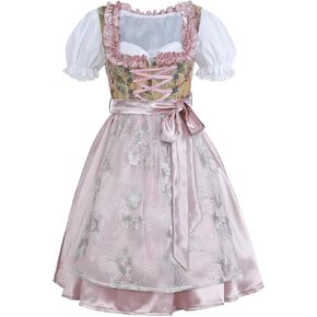 Nuoqi Oktoberfest Costumes Women 3 Piece German Dirndl Dress Costumes for Bavarian Oktoberfest Carnival