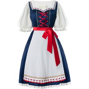 Nuoqi Oktoberfest Costumes Women 3 Piece German Dirndl Dress Costumes for Bavarian Oktoberfest Carnival