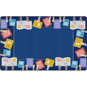 Flagship Carpets Book Border Multicolor Children's Educational Rug for Classroom Reading Area or at Home Activity and Learning Space, 7'6" x 12', Rectangle
