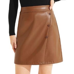 Women's Faux Leather Skirts High Waisted A Line Wrap Mini Leather Skirts for Women for Women