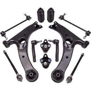 Suspension Kit Front Lower Control Arm w/Ball Joint Tie Rod Sway Bar Link Compatible With 2003-2008 Toyota Corolla All Models