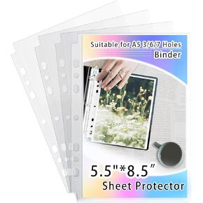 20 Pack Sheet Protectors 5.5x8.5"Photocard Sleeves for 6 Ring A5 Binder, A5 Binder 6 Ring (40 Pockets)