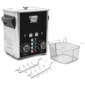 X-Tronic Model #2000-XTS 2.0 Liter Square Format "Platinum Edition" Commercial Ultrasonic Cleaner with Time/Temp LED Displays, Sweep & Degas Controls, S/S Cleaning Basket & Wire Rack Holder