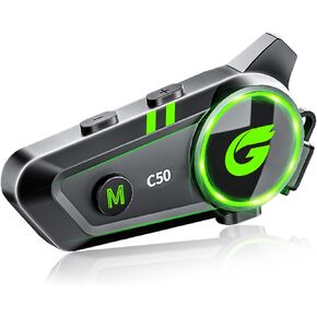 Motorcycle Bluetooth Headset,C50 Motorcycle Intercom 2 Riders Automatic Reconnection,Motorbike Intercom Auto Answer/Voice Control/Active NoiseReduction/IP67 Waterproof(1Pack)