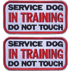 3.94 x 1.96 Inch Service Dog in Training Do Not Touch Dog Patches Tactical Military Badge Emblem Embroidered Fastener Hook Loop Patches Appliques for Harnesses Vests