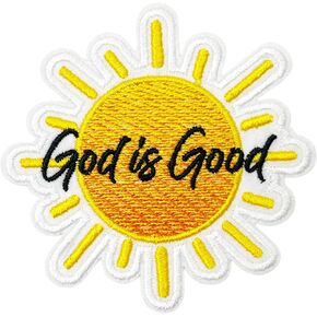 God is Good Patch-3 Inches Iron On/Sew On Embroidered Applique Patch, Christian Embroidery Patches for Clothes Backpacks Hats Bible Verse Embroidered Patch, Jesus DIY Accessories