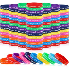 100 Pcs Employee Appreciation Gifts Bulk Silicone Bracelet Motivational Wristbands Inspirational Stretch Unisex Bracelet Thank You Gift, 10 Colors (May You Be Proud Of) in Kuwait