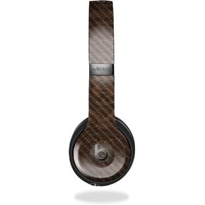 Carbon Fiber Headphone Skin Compatible with Beats Solo 4 - Brown Linen - Premium 3M Vinyl Protective Wrap Decal Cover - Easy to Apply | Crafted in The USA by MightySkins
