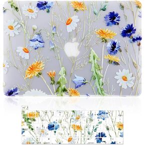 Case for MacBook Pro 16 inch (A2141, 2020 2019 Release), 3D Effect Matte Clear See Through Hard Cover &Keyboard Cover Compatible Mac Pro 16 inch with Touch Bar and Touch ID, Floral Pattern