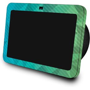Carbon Fiber Skin Compatible with Amazon Echo Show 8 (3rd Gen, 2023) - Blue Green Polygon - Premium 3M Vinyl Protective Wrap Decal Cover - Easy to Apply | Crafted in The USA by MightySkins