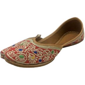 Red Punjabi Women Multi Jutti Indian Mojari Khussa Flipflops Bridal Mojari