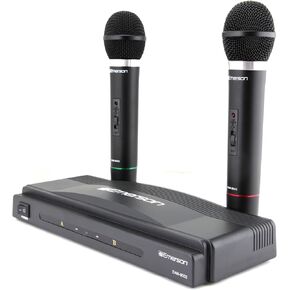 Emerson EAM-9002 Dual Handheld Wireless Microphone Starter Kit with Wireless FM Receiver, Black