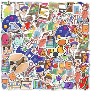 50 Pack Pcs Drawing Art Painting Stickers for Water Bottles Waterproof Vinyl Laptop Luggage Scrapbooking Cute Sticker Packs Bulk Set Teens Adults Girls Boys Aesthetic Small Decals