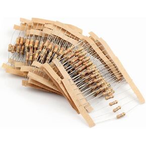 300pcs 1W Carbon Film Resistors Assortment Kit, 30 Values 0.1 Ohm - 750 Ohm 5% 1W Resistor Pack, for DIY Projects and Experiments (300pcs(0.1 Ohm-750 Ohm))
