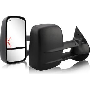 Towing Mirror for Silverado Sierra - Compatible with 2007-2014 Chevy Silverado GMC Sierra 1500 2500HD 3500HD with Power Glass LED Arrow Turn Signal Light Heated Extendable Side Mirror Pair Set