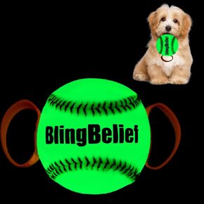 Dog Balls with Straps Glow in The Dark,Balls for Dogs to Fetch for Small and Medium Dogs,Interactive Ball for Dog Teeth Training（Green）