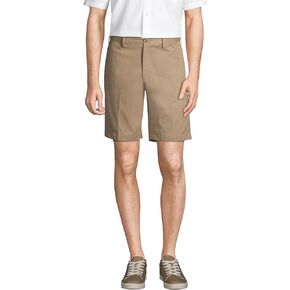 Lands' End Men s No Iron 9 Plain Front Comfort Waist Chino Shorts Khaki Regular 44