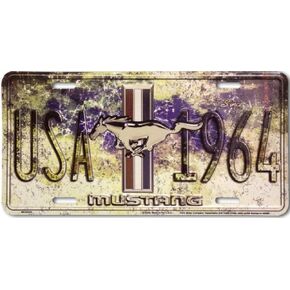 Ford Mustang 1964 Metal License Plate 6 x 12 Rustic/Distressed Style