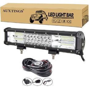 AUXTINGS 28 بوصة 396 واط LED شريط إضاءة ثلاثي الصف بقعة الفيضانات كومبو شعاع أضواء الطرق الوعرة ضوء عمل مقاوم للماء مع تسخير الأسلاك لشاحنات جيب SUV ATV UTV أضواء القارب، 12 فولت 24 فولت