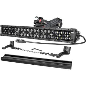 OFFROADTOWN 20'' 350W LED Light Bar with Wiring Harness and Black Cover Off Road Driving Light IP68 Waterproof LED Work Light Bar Fog Lights for Truck ATV UTV SUV Vehicle