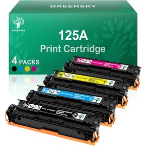 GREENSKY Compatible Toner Cartridge Replacement for HP 125A CB540A CB541A CB542A CB543A Color Laserjet CM1312 MFP CM1312nfi CP1215 CP1515n CP1518ni Printer (Black, Cyan, Yellow, Magenta, 4-Pack)