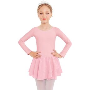 Arshiner Kid Girls Long Sleeve Shiny Ballet Dance Dress Tutu Skirted Leotard