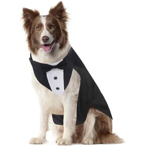 مجموعة بدلات توكسيدو وباندانا للكلاب، بدلة حفلات زفاف للكلاب، ملابس حيوانات أليفة قابلة للتعديل مع طوق ربطات عنق قابلة للفصل لزي حفلات أعياد الميلاد - مقاس XL in Kuwait