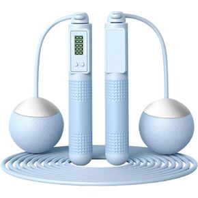 Jump Rope, Jump Rope with Counter, Cordless Jump Rope, Fitness Jump Ropes, Weighted Jump Rope, Ropeless Jump Rope with Large Cordless Ball, Skipping Rope for Men Women, Fitness Exercise (Blue)