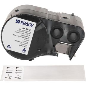 Brady Authentic (M5-33-427) Self-Laminating Vinyl Wrap Around Labels 4"H x 1.5"W Black on White, Clear, 70 Labels. for use with The BMP51 and M511 Label Printers