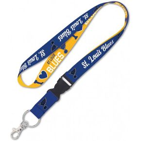 NHL ST Louis Blues Premium Lanyard Key Chain, I Heart Blues, 20 inches Long, 1 inch Wide