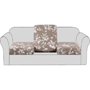 H.VERSAILTEX غطاء وسادة أريكة قابل للتمدد، واقي أثاث الأريكة، غطاء منزلق لمقعد الأريكة، مطبوع عليه زهور مع قاع مرن قابل للغسل (3 عبوات لـ 3 وسائد أريكة، رمادي داكن) in Kuwait