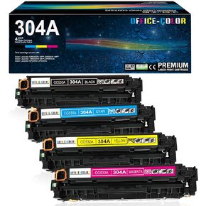 304A Toner Cartridges 4-Pack Replacement for HP 304A Works with Color Laserjet CP2025,CM2320fxi MFP,CM2320nf MFP,CM2320n MFP; Color CP2025dn,CP2025n Printers (Black,Cyan, Magenta, Yellow