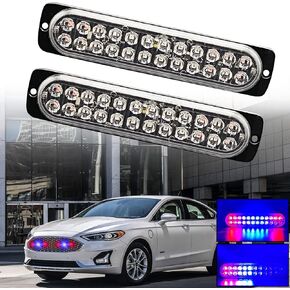 ضوء وامض LED للطوارئ، 2x سطح جبل أحمر أبيض LED منارة تحذير من المخاطر ضوء وامض ستروب ضوء بار لسيارة شاحنة فان بناء مقطورة مركبة على الطرق الوعرة