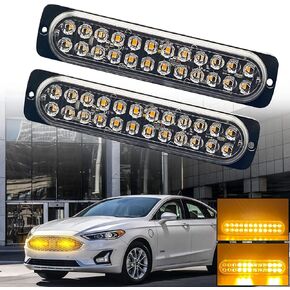 DIBMS LED Strobe Emergency Flashing Light, 2x Surface Mount Amber LED Beacon Hazard Warning Light Flashing Strobe Light Bar For Car Truck Van Construction Off Road Vehicle Trailer
