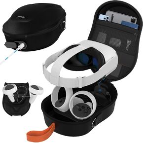 حقيبة حمل RCGEEK HiBloks مع شحن مغناطيسي لملحقات Meta Quest 2، حقيبة سفر صلبة ذات سعة كبيرة لسماعات Oculus Quest 2 VR وأجهزة التحكم، حقيبة ظهر Quest 2 المحمولة للتخزين
