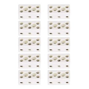 10 Pcs Ceramic Terminal, 3 Way Ceramics Terminal Blocks High Temp Porcelain Ceramic Connectors 33.53x17.85x15.5mm for Electrical Wire Cable
