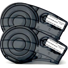 Wire Wrap Label Compatible M21-1000-427 Self-Laminating for Vinyl Patch Panel and Cable Labeling,Work with BMP21-PLUS,BMP21-LAB and IDPAL Label Printer,1 Inch Width,Black on White,2-Pack