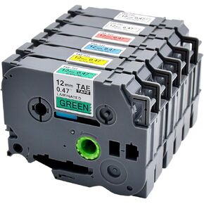 6 عبوات استبدال شريط ملصقات TZe 12 مم 0.47 بوصة شريط مصفح قياسي لـ TZe-231 TZe-131 TZe-431 TZe-531 TZe-631 TZe-731 متوافق مع صانع الملصقات Brother P Touch PT-D210 PT-H110 PT-D600، 26.2 قدم in Kuwait