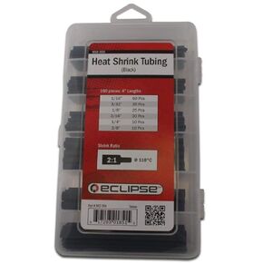 ECLIPSE 902-355 Heat Shrink Tubing, Black, Precut, 160 pcs, 4"" long", multi