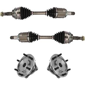 TRQ Front CV Axle Shafts & Wheel Hub Bearing Assemblies 4 Piece Set Compatible with 2003-2016 Toyota 4Runner / 2007-2014 FJ Cruiser / 2005-2015 Tacoma / 2010-2016 Lexus GX460 / 2003-2009 GX470