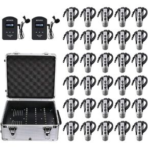 Retekess TT106 Tour Guide Audio Systems, Simultaneous Interpretation,150m/492ft, Support 2 Transmitter in One Group,Tour Guide Headsets for School,Church, Resorts (2 Transmitters 30 Receivers)
