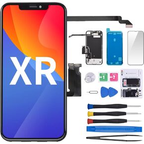 for iPhone XR Screen Replacement 6.1" with Ear Speaker and Proximity Sensor, 3D Touch LCD Display Digitizer Full Assembly with Front Earpiece Repair Tools Glass Fix Kit A1984 A2105 A2106 A2108
