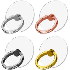 Cell Phone Ring Holder Stand 4 Pack, Glitter Phone Ring Bling Sparkle Finger Kickstand 360°Degree Rotation Clear Phone Ring Grip Compatible iPhone Cellphone Phone Case(Glitter 4 Color)