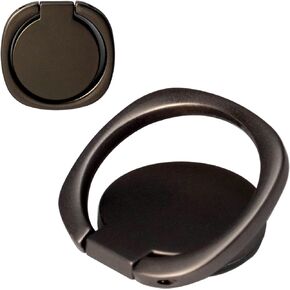 [2 Pack] Matte Rounded Edges Cell Phone Ring Holder Stand,360 Degree Rotation and 180 Degree Adjustable Finger Ring Kickstand with Frosted Metal Phone Grip (Black)