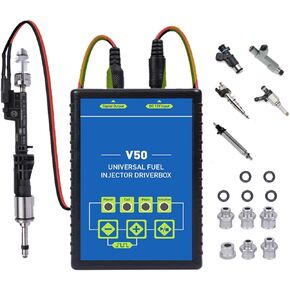 High Pressure Fuel Injector V50 Universal Fuel Injector Driver Box GDI Fuel Cleaning Tool Fuel Injection Systems Cleaners For Gasoline Fuel,Diesel Fuel,GDl Injectors 5 Pulse Modes 1-20HZ & 6 Adapters