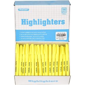 Highlighters, Chisel Tip, Fluorescent Yellow, 96 Count Bulk Pack