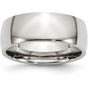 Solid Stainless Steel 8mm Men's Plain Classic Wedding Band Ring Comfort-Fit