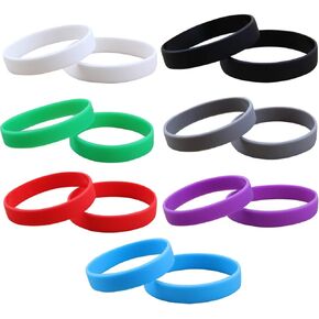 15 Pcs Rubber Bracelets for Men Women, Stretch Blank Silicone Wristbands Bracelets for Events Party Sports (Black, White, Grey, Red, Blue, Green, Purple)