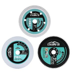 3" Circular Saw Blades - 3pcs 3/8" (10 mm) Arbor HSS/X Mesh/Glass for Cutting Porcelain Ceramic Tile,Soft Metal,Rebar,Steel Plate,Glass, Angle Grinder Cutting Disc